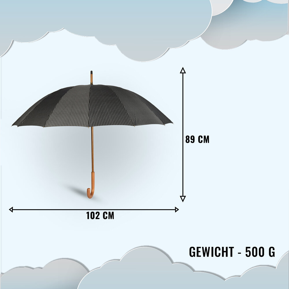 Discountershop 10x Sturdy Umbrellas for Maximum Protection - Black with White Stripes - With Wooden Handle - 102cm Diameter Discountershop 10x Sturdy Umbrellas for Maximum Protection - Black with White Stripes - With Wooden Handle - 102cm Diameter