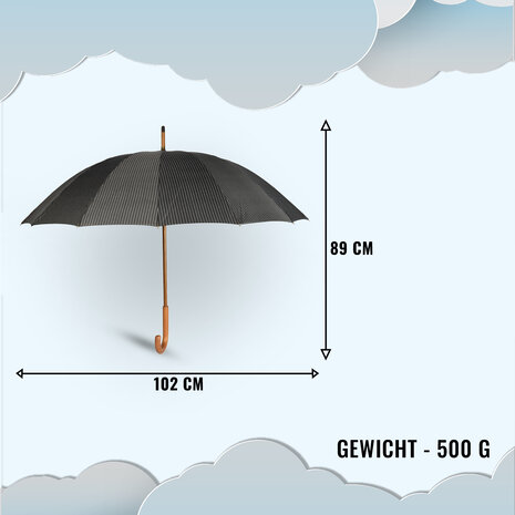 Discountershop 10x Sturdy Umbrellas for Maximum Protection - Black with White Stripes - With Wooden Handle - 102cm Diameter Discountershop 10x Sturdy Umbrellas for Maximum Protection - Black with White Stripes - With Wooden Handle - 102cm Diameter