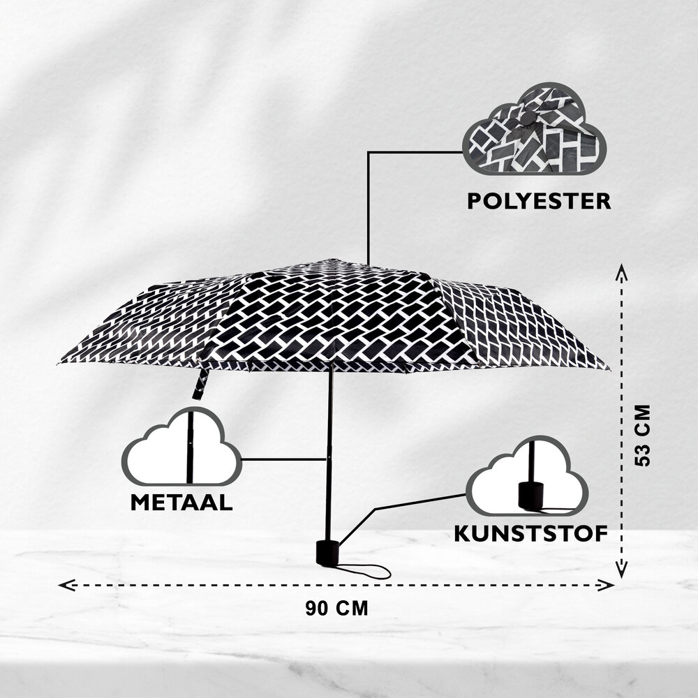 Discountershop Sturdy Folding Umbrella - Windproof and Sunproof - Black & Silver - Size: approx. 90cm x 53cm Discountershop Sturdy Folding Umbrella - Windproof and Sunproof - Black & Silver - Size: approx. 90cm x 53cm
