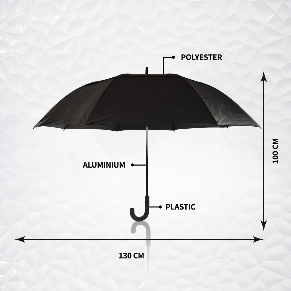 Discountershop Single Stormparaplu: Groot, Stevig, Automatisch - 130 cm Diameter - Polyester