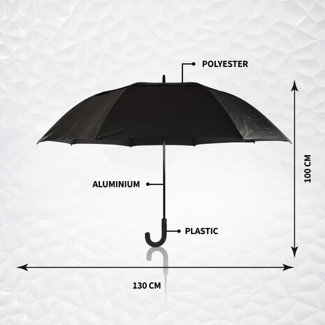 Discountershop Single Stormparaplu: Groot, Stevig, Automatisch - 130 cm Diameter - Polyester