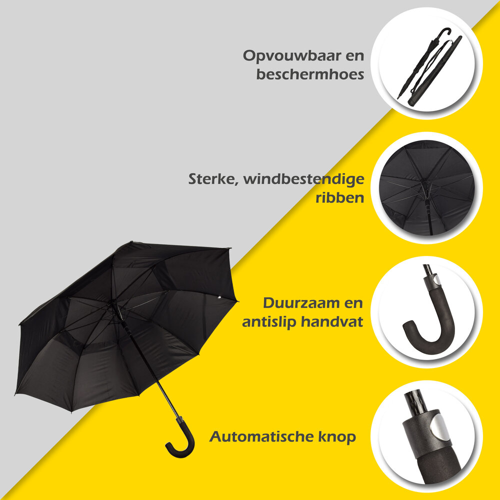 Discountershop Single Storm Umbrella: Large, Sturdy, Automatic - 130 cm Diameter - Polyester