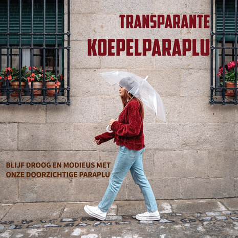 Merkloos Automatic Umbrella | Transparent & White | Unisex Use | 98 cm Diameter | Aluminum And Plastic | Ideal For All Ages | Withstands Strong Wind Sun And Rain | Perfect For Daily Use