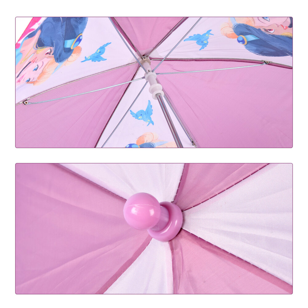 Disney Light Purple Girls Umbrella | Compact and Non-Automatic | Metal and Polyester | Suitable for Children from 3 Years | Beautiful Disney Princess Design