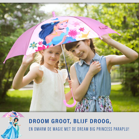 Disney Light Purple Girls Umbrella | Compact and Non-Automatic | Metal and Polyester | Suitable for Children from 3 Years | Beautiful Disney Princess Design