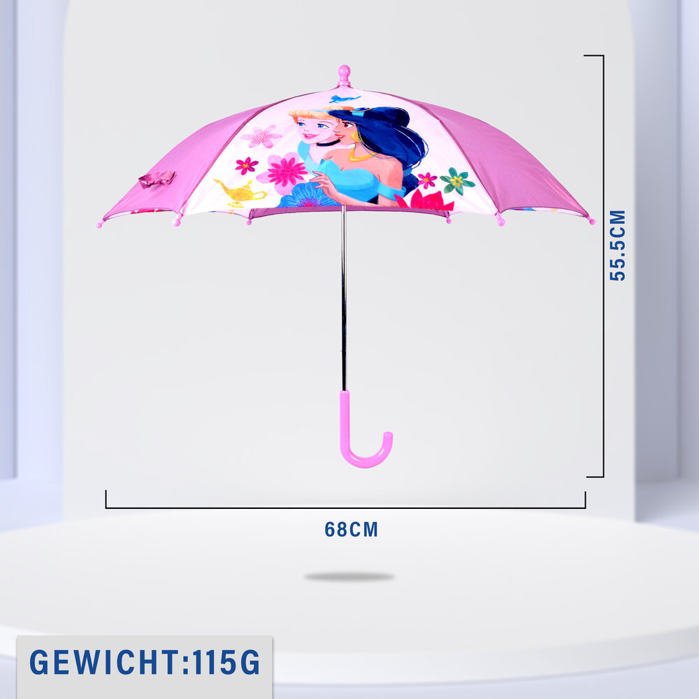 Disney Light Purple Girls Umbrella | Compact and Non-Automatic | Metal and Polyester | Suitable for Children from 3 Years | Beautiful Disney Princess Design