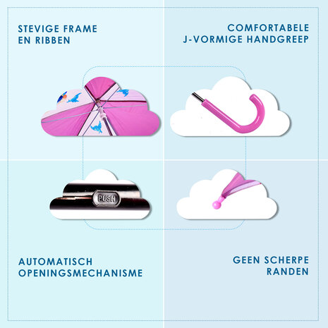 Disney Light Purple Girls Umbrella | Compact and Non-Automatic | Metal and Polyester | Suitable for Children from 3 Years | Beautiful Disney Princess Design