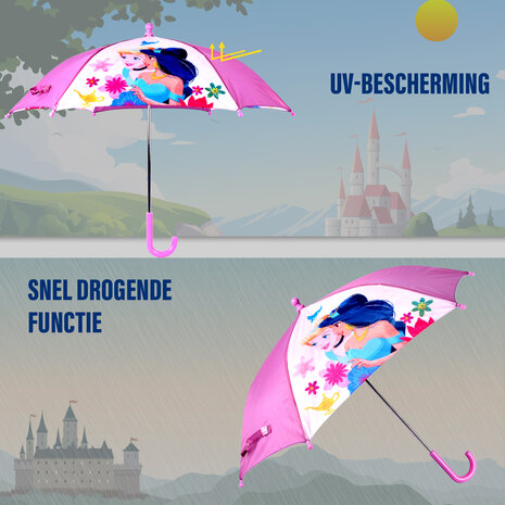 Disney Licht Paarse Meisjes Paraplu | Compact en Niet-Automatisch | Metaal en Polyester | Geschikt voor Kinderen vanaf 3 Jaar | Prachtig Disney Prinses Ontwerp