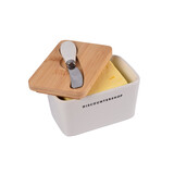 Discountershop White & Beige Butter Holder | Ceramic Butter Dish with Eco-Friendly Bamboo Lid | 715g Weight | With Stainless Steel knife | 9.5cm x 8.5cm | Covered Butter Dish Discountershop White & Beige Butter Holder | Ceramic Butter Dish with Eco-Friendly Bamboo Lid | 715g Weight | With Stainless Steel knife | 9.5cm x 8.5cm | Covered Butter Dish