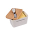 Botervloot met Bamboe Deksel | Incl. RVS Botermes | Wit & Beige | 14 cm x 9.5 cm x 8.5 cm | Ideaal voor Huishouden en Camping | Stijvolle Vershoudbakje | Opslagdoos voor Boter
