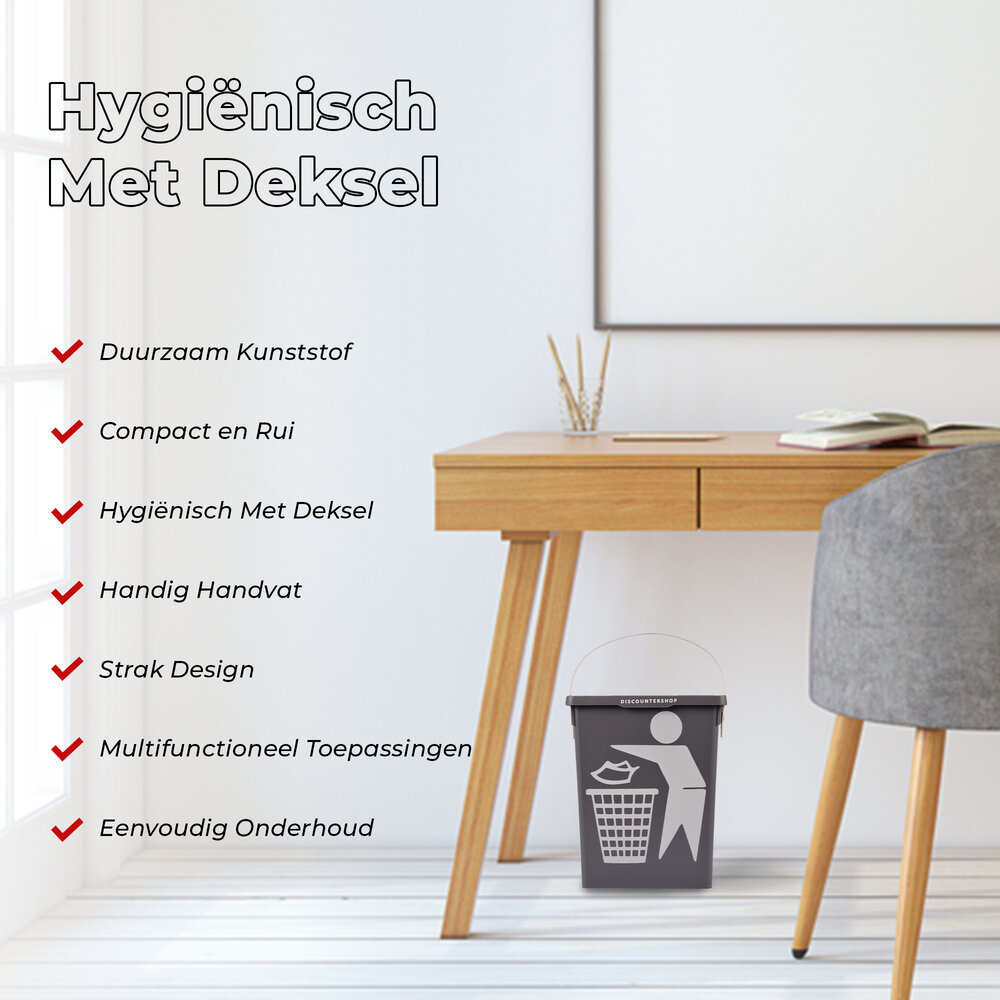 Discountershop Mini Dustbin with Lid 4.5Liter | Compact Mini Desktop Plastic Dustbin for Kitchen, Table, and Desk | 100% BIO Recyclable | 14x19x23cm Discountershop Mini Dustbin with Lid 4.5Liter | Compact Mini Desktop Plastic Dustbin for Kitchen, Table, and Desk | 100% BIO Recyclable | 14x19x23cm