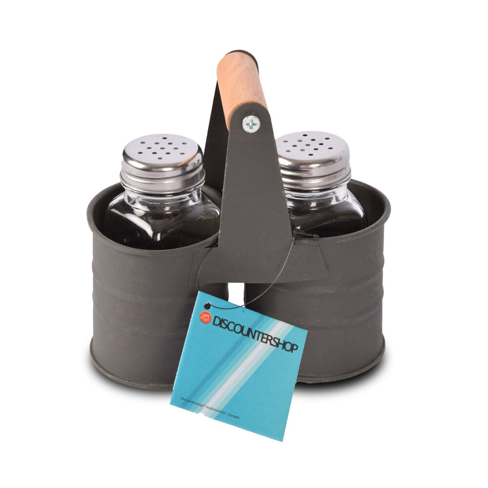 Discountershop Take your Cooking to the Next Level with an Elegant Dark Gray Salt and Pepper Mill Set with 4 Holders and 8 Spreaders Discountershop Take your Cooking to the Next Level with an Elegant Dark Gray Salt and Pepper Mill Set with 4 Holders and 8 Spreaders