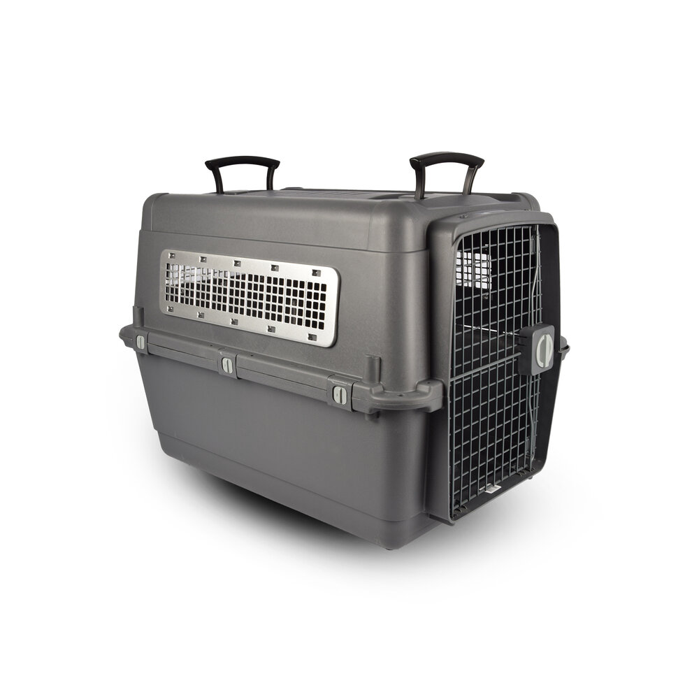 Discountershop Stevige Draagbox | Transport Bench Hond | 80cm x 65.5cm x 56cm | Donkergrijs | 2 Handvaten | Deur met Draaivergrendeling | 2 Verwijderbare Bakjes | Ventilatie Opening | Kunststof/Metalen Discountershop Stevige Draagbox | Transport Bench Hond | 80cm x 65.5cm x 56cm | Donkergrijs | 2 Handvaten | Deur met Draaivergrendeling | 2 Verwijderbare Bakjes | Ventilatie Opening | Kunststof/Metalen