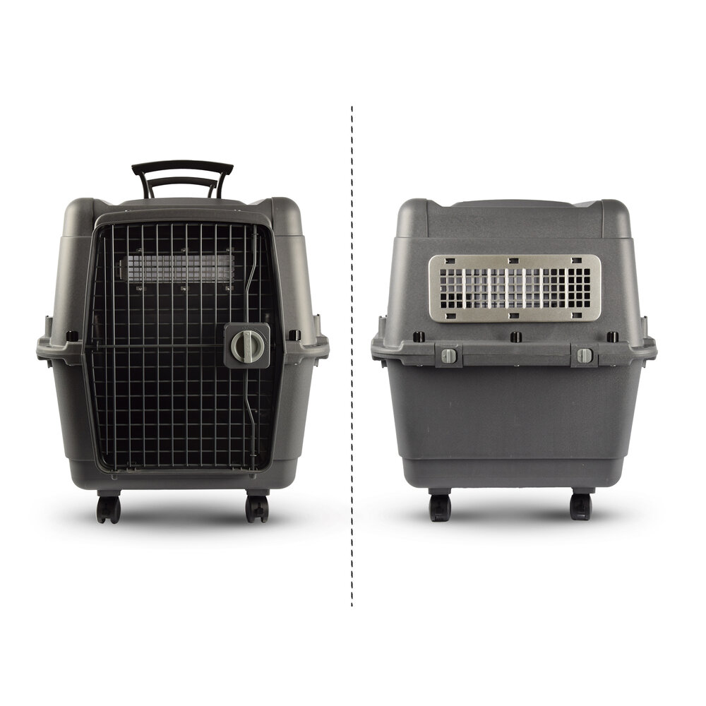 Discountershop Stevige Draagbox | Transport Bench Hond | 80cm x 65.5cm x 56cm | Donkergrijs | 2 Handvaten | Deur met Draaivergrendeling | 2 Verwijderbare Bakjes | Ventilatie Opening | Kunststof/Metalen Discountershop Stevige Draagbox | Transport Bench Hond | 80cm x 65.5cm x 56cm | Donkergrijs | 2 Handvaten | Deur met Draaivergrendeling | 2 Verwijderbare Bakjes | Ventilatie Opening | Kunststof/Metalen