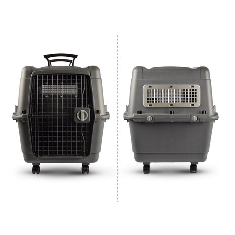 Discountershop Stevige Draagbox | Transport Bench Hond | 80cm x 65.5cm x 56cm | Donkergrijs | 2 Handvaten | Deur met Draaivergrendeling | 2 Verwijderbare Bakjes | Ventilatie Opening | Kunststof/Metalen Discountershop Stevige Draagbox | Transport Bench Hond | 80cm x 65.5cm x 56cm | Donkergrijs | 2 Handvaten | Deur met Draaivergrendeling | 2 Verwijderbare Bakjes | Ventilatie Opening | Kunststof/Metalen