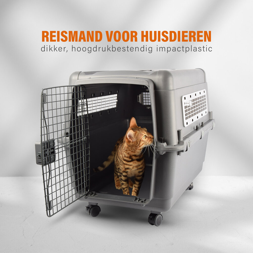 Discountershop Stevige Draagbox | Transport Bench Hond | 80cm x 65.5cm x 56cm | Donkergrijs | 2 Handvaten | Deur met Draaivergrendeling | 2 Verwijderbare Bakjes | Ventilatie Opening | Kunststof/Metalen Discountershop Stevige Draagbox | Transport Bench Hond | 80cm x 65.5cm x 56cm | Donkergrijs | 2 Handvaten | Deur met Draaivergrendeling | 2 Verwijderbare Bakjes | Ventilatie Opening | Kunststof/Metalen