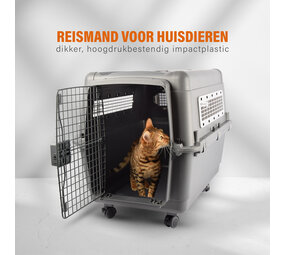 Discountershop Sturdy Carrying Box | Dog Transport Bench | Pet Crate For Travel | 80cm x 65.5cm x 56cm | Dark Grey | 2 Handles | Door with Twist Lock | 2 Removable Trays | Ventila-tion Opening | Plastic/Metal | Hard-Sided Travel Carriers Discountershop Sturdy Carrying Box | Dog Transport Bench | Pet Crate For Travel | 80cm x 65.5cm x 56cm | Dark Grey | 2 Handles | Door with Twist Lock | 2 Removable Trays | Ventila-tion Opening | Plastic/Metal | Hard-Sided Travel Carriers