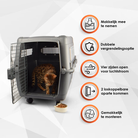 Discountershop Stevige Draagbox | Transport Bench Hond | 80cm x 65.5cm x 56cm | Donkergrijs | 2 Handvaten | Deur met Draaivergrendeling | 2 Verwijderbare Bakjes | Ventilatie Opening | Kunststof/Metalen Discountershop Stevige Draagbox | Transport Bench Hond | 80cm x 65.5cm x 56cm | Donkergrijs | 2 Handvaten | Deur met Draaivergrendeling | 2 Verwijderbare Bakjes | Ventilatie Opening | Kunststof/Metalen