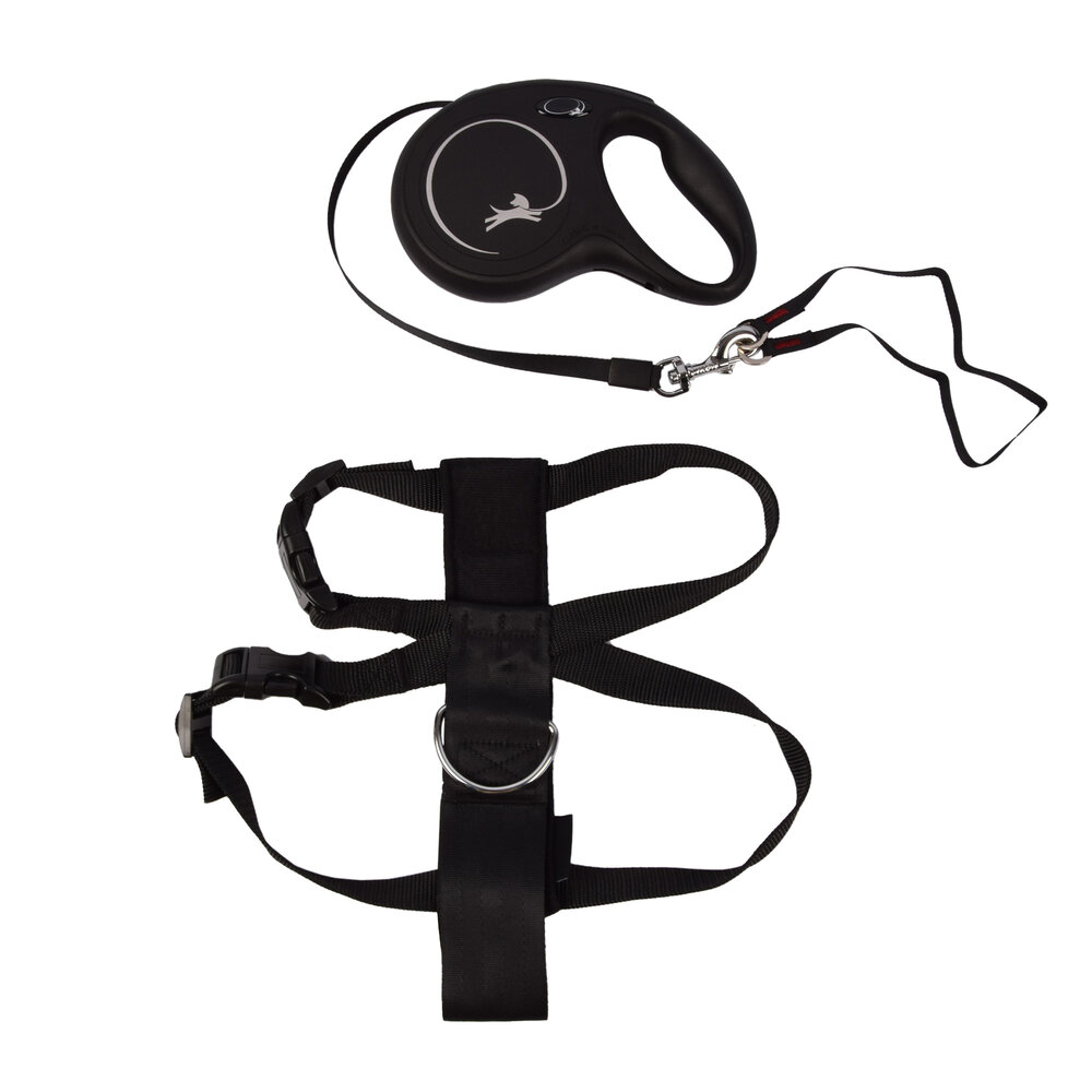 Merkloos Flexi Dog Harness With Leash And Harness Set Size M | Best Dog Harness with Leash for Dogs up to 25kg | Adjustable | No Pull Dog Harness with Comfortable Braking System and Multi Box Connection | Perfect Fit Dog Harness in Black Merkloos Flexi Dog Harness With Leash And Harness Set Size M | Best Dog Harness with Leash for Dogs up to 25kg | Adjustable | No Pull Dog Harness with Comfortable Braking System and Multi Box Connection | Perfect Fit Dog Harness in Black