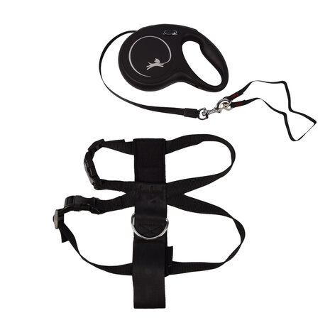 Merkloos Flexi Dog Harness With Leash And Harness Set Size M | Best Dog Harness with Leash for Dogs up to 25kg | Adjustable | No Pull Dog Harness with Comfortable Braking System and Multi Box Connection | Perfect Fit Dog Harness in Black Merkloos Flexi Dog Harness With Leash And Harness Set Size M | Best Dog Harness with Leash for Dogs up to 25kg | Adjustable | No Pull Dog Harness with Comfortable Braking System and Multi Box Connection | Perfect Fit Dog Harness in Black