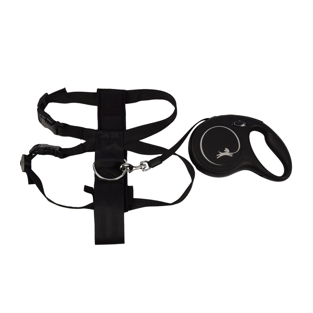 Merkloos Flexi Dog Harness With Leash And Harness Set Size M | Best Dog Harness with Leash for Dogs up to 25kg | Adjustable | No Pull Dog Harness with Comfortable Braking System and Multi Box Connection | Perfect Fit Dog Harness in Black Merkloos Flexi Dog Harness With Leash And Harness Set Size M | Best Dog Harness with Leash for Dogs up to 25kg | Adjustable | No Pull Dog Harness with Comfortable Braking System and Multi Box Connection | Perfect Fit Dog Harness in Black