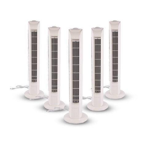 Merkloos Elegante 5 Stuks Wit Torenventilator | Krachtige Staande Ventilator met 3 Instelbare Snelheden & Oscillatie | 45W | 78cm Hoog | Breedte 12cm | 220-240V/50HZ | Luchtstroom Voor Kantoor En Thuis Merkloos Elegante 5 Stuks Wit Torenventilator | Krachtige Staande Ventilator met 3 Instelbare Snelheden & Oscillatie | 45W | 78cm Hoog | Breedte 12cm | 220-240V/50HZ | Luchtstroom Voor Kantoor En Thuis
