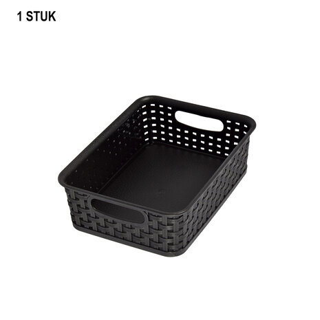 Discountershop Black Storage Box with Handles - Practical and Stylish - 20cm x 15cm x 6cm - 1 Piece - Storage Baskets Discountershop Black Storage Box with Handles - Practical and Stylish - 20cm x 15cm x 6cm - 1 Piece - Storage Baskets