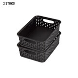 Discountershop Practical Black Storage Boxes - Ergonomically Designed Handles - 20cm x 15cm x 6cm - Set of 2 – Baskets Discountershop Practical Black Storage Boxes - Ergonomically Designed Handles - 20cm x 15cm x 6cm - Set of 2 – Baskets
