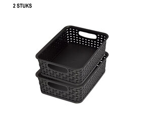 Discountershop Praktische Zwarte Opbergboxen - Ergonomisch Ontworpen Handvatten - 20cm x 15cm x 6cm - Set van 2 – Mandjes Discountershop Praktische Zwarte Opbergboxen - Ergonomisch Ontworpen Handvatten - 20cm x 15cm x 6cm - Set van 2 – Mandjes