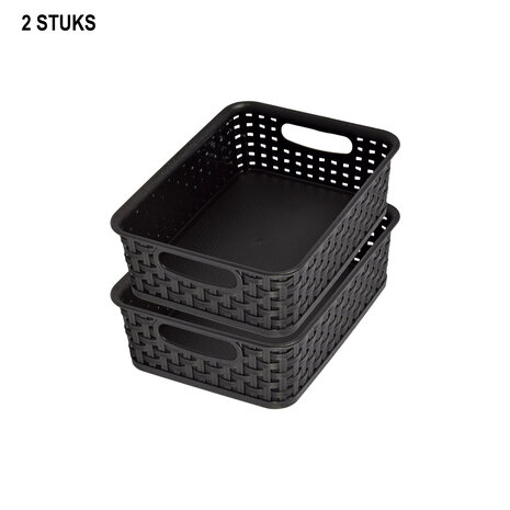 Discountershop Practical Black Storage Boxes - Ergonomically Designed Handles - 20cm x 15cm x 6cm - Set of 2 – Baskets Discountershop Practical Black Storage Boxes - Ergonomically Designed Handles - 20cm x 15cm x 6cm - Set of 2 – Baskets