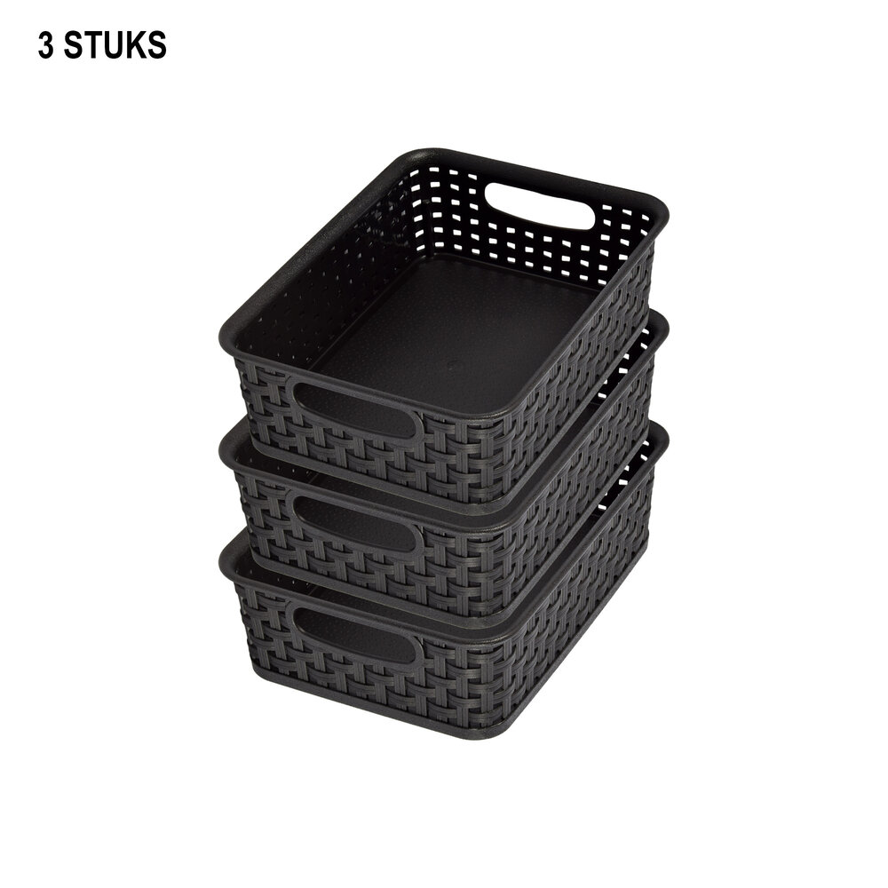 Discountershop 3x Mini Storage Basket | Storage tray |1.65 liters | Black storage box 20 x 12 x 6 cm Rattan Discountershop 3x Mini Storage Basket | Storage tray |1.65 liters | Black storage box 20 x 12 x 6 cm Rattan
