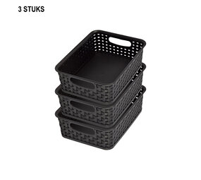 Discountershop 3x Mini Storage Basket | Storage tray |1.65 liters | Black storage box 20 x 12 x 6 cm Rattan Discountershop 3x Mini Storage Basket | Storage tray |1.65 liters | Black storage box 20 x 12 x 6 cm Rattan