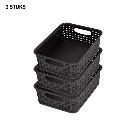 Discountershop 3x Mini Opbergmand | Opbergbakje |1,65 liter | Zwarte opberger 20 x 12 x 6 cm Rattan Discountershop 3x Mini Opbergmand | Opbergbakje |1,65 liter | Zwarte opberger 20 x 12 x 6 cm Rattan