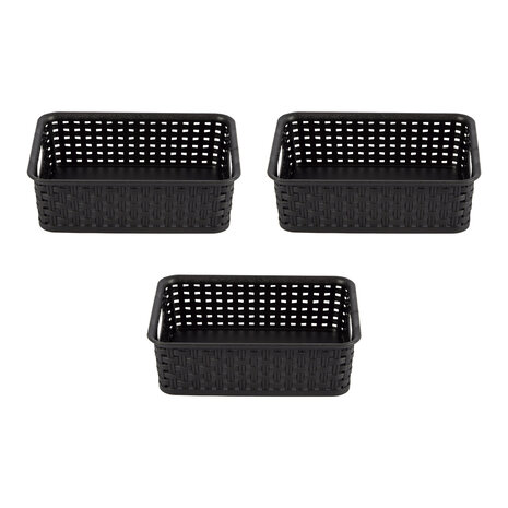 Discountershop 3x Mini Opbergmand | Opbergbakje |1,65 liter | Zwarte opberger 20 x 12 x 6 cm Rattan Discountershop 3x Mini Opbergmand | Opbergbakje |1,65 liter | Zwarte opberger 20 x 12 x 6 cm Rattan