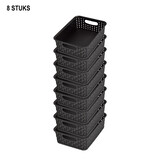 Discountershop Set of 8 Black Baskets with Handles - Spacious Storage - 20cm x 15cm x 6cm Discountershop Set of 8 Black Baskets with Handles - Spacious Storage - 20cm x 15cm x 6cm
