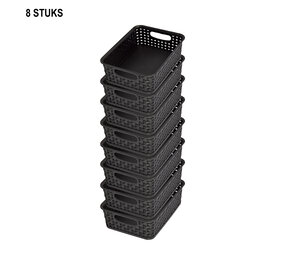 Discountershop Set of 8 Black Baskets with Handles - Spacious Storage - 20cm x 15cm x 6cm Discountershop Set of 8 Black Baskets with Handles - Spacious Storage - 20cm x 15cm x 6cm