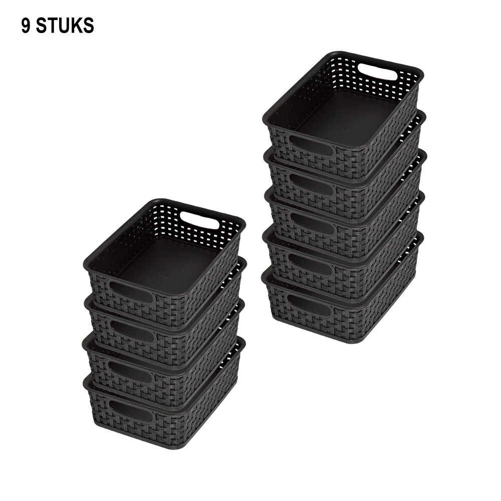 Discountershop Organize Your Things With These 9 Stylish Black Baskets With Handles 20cm x 15cm x 6cm Discountershop Organize Your Things With These 9 Stylish Black Baskets With Handles 20cm x 15cm x 6cm