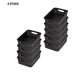 Discountershop Organiseer uw Spullen met Deze 9 Stijlvolle Zwarte Manden met Handvatten 20cm x 15cm x 6cm Discountershop Organiseer uw Spullen met Deze 9 Stijlvolle Zwarte Manden met Handvatten 20cm x 15cm x 6cm