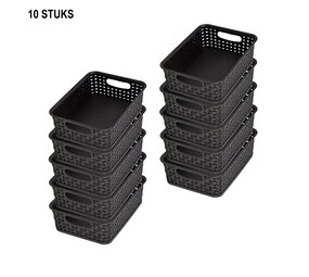 Discountershop Storage in Style: Set of 10 Black Baskets with Handles - 20cm x 15cm x 6cm Discountershop Storage in Style: Set of 10 Black Baskets with Handles - 20cm x 15cm x 6cm