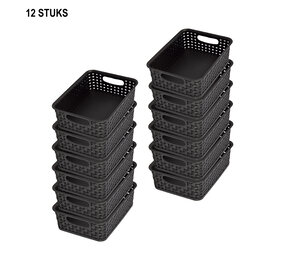 Discountershop Dark baskets with Handles - Handy and Elegant - 20cm x 15cm x 6cm - 12 pieces - Storage Buckets Discountershop Dark baskets with Handles - Handy and Elegant - 20cm x 15cm x 6cm - 12 pieces - Storage Buckets