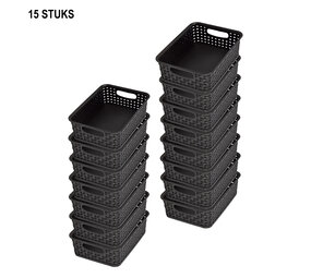 Discountershop Bulk pack of 15 Black Baskets with Handles - 20cm x 15cm x 6cm - 750g - Practical Storage Boxes Discountershop Bulk pack of 15 Black Baskets with Handles - 20cm x 15cm x 6cm - 750g - Practical Storage Boxes