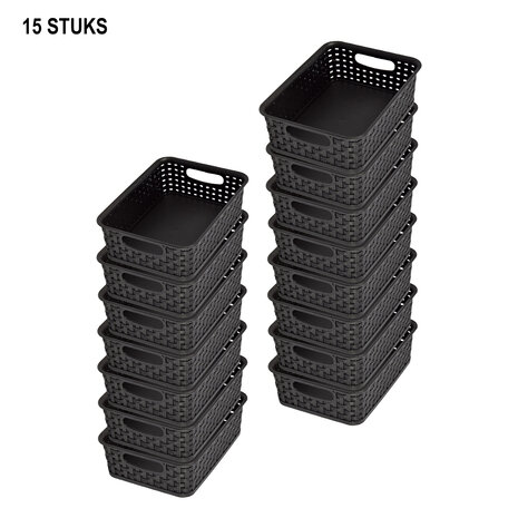 Discountershop Bulk pack of 15 Black Baskets with Handles - 20cm x 15cm x 6cm - 750g - Practical Storage Boxes Discountershop Bulk pack of 15 Black Baskets with Handles - 20cm x 15cm x 6cm - 750g - Practical Storage Boxes