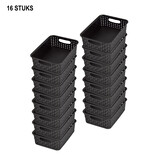 Discountershop Set van 16 Multifunctionele Zwarte Opbergmandjes (20cm x 15cm x 6cm) - Ideaal voor Badkamer, Keuken & Kantoor Discountershop Set van 16 Multifunctionele Zwarte Opbergmandjes (20cm x 15cm x 6cm) - Ideaal voor Badkamer, Keuken & Kantoor