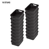 Discountershop Duurzame Zwarte Opbergmanden met Handvatten - 20cm x 15cm x 6cm - 900g - 18 stuks Discountershop Duurzame Zwarte Opbergmanden met Handvatten - 20cm x 15cm x 6cm - 900g - 18 stuks