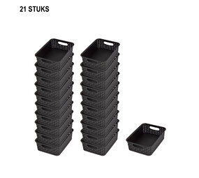 Discountershop Fashionable Black Baskets with Handles - Smart Storage Choice (20cm x 15cm x 6cm) - 21 Pieces Set Discountershop Fashionable Black Baskets with Handles - Smart Storage Choice (20cm x 15cm x 6cm) - 21 Pieces Set