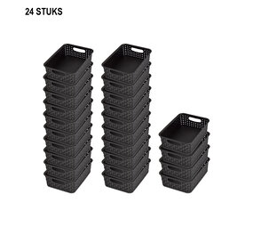 Discountershop 24x Trendy Black Storage Tray with Handles | Practical Basket for Toys & Craft Supplies - 20cm x 15cm x 6cm Discountershop 24x Trendy Black Storage Tray with Handles | Practical Basket for Toys & Craft Supplies - 20cm x 15cm x 6cm