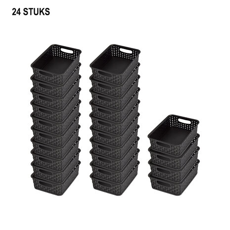 Discountershop 24x Trendy Black Storage Tray with Handles | Practical Basket for Toys & Craft Supplies - 20cm x 15cm x 6cm Discountershop 24x Trendy Black Storage Tray with Handles | Practical Basket for Toys & Craft Supplies - 20cm x 15cm x 6cm