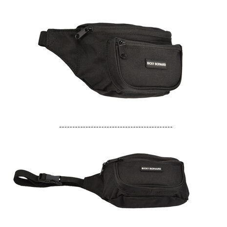 Bicky Bernard  Unisex Black Running Waist Bag | Bum Bag for Travel Hiking Sports | Crossbody Waist Pack For Phone and Passport | 13cm Height | 30cm Width | Nylon Hip Pack with 3 Compartments | Perfect For Unisex Use Bicky Bernard  Unisex Black Running Waist Bag | Bum Bag for Travel Hiking Sports | Crossbody Waist Pack For Phone and Passport | 13cm Height | 30cm Width | Nylon Hip Pack with 3 Compartments | Perfect For Unisex Use