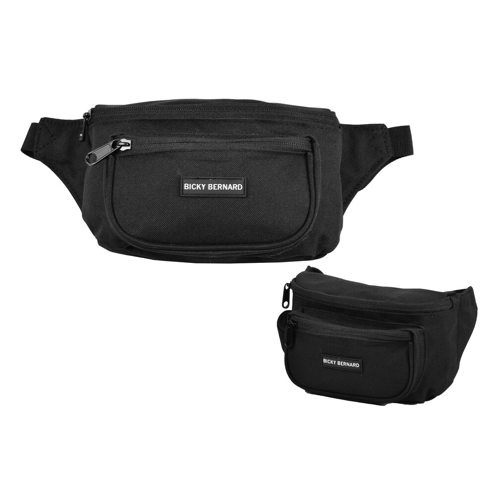 Bicky Bernard  Unisex Black Running Waist Bag | Bum Bag for Travel Hiking Sports | Crossbody Waist Pack For Phone and Passport | 13cm Height | 30cm Width | Nylon Hip Pack with 3 Compartments | Perfect For Unisex Use Bicky Bernard  Unisex Black Running Waist Bag | Bum Bag for Travel Hiking Sports | Crossbody Waist Pack For Phone and Passport | 13cm Height | 30cm Width | Nylon Hip Pack with 3 Compartments | Perfect For Unisex Use
