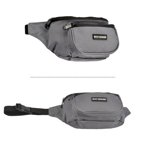 Bicky Bernard  Unisex Waterproof Bum Bag | Crossbody Runners Belt for Men and Women | Fits Smartphone & Passport | Grey Nylon Hiking Waist Pack with 3 Compartments | Stylish Running Phone Belt | 13cm x 30cm Bicky Bernard  Unisex Waterproof Bum Bag | Crossbody Runners Belt for Men and Women | Fits Smartphone & Passport | Grey Nylon Hiking Waist Pack with 3 Compartments | Stylish Running Phone Belt | 13cm x 30cm